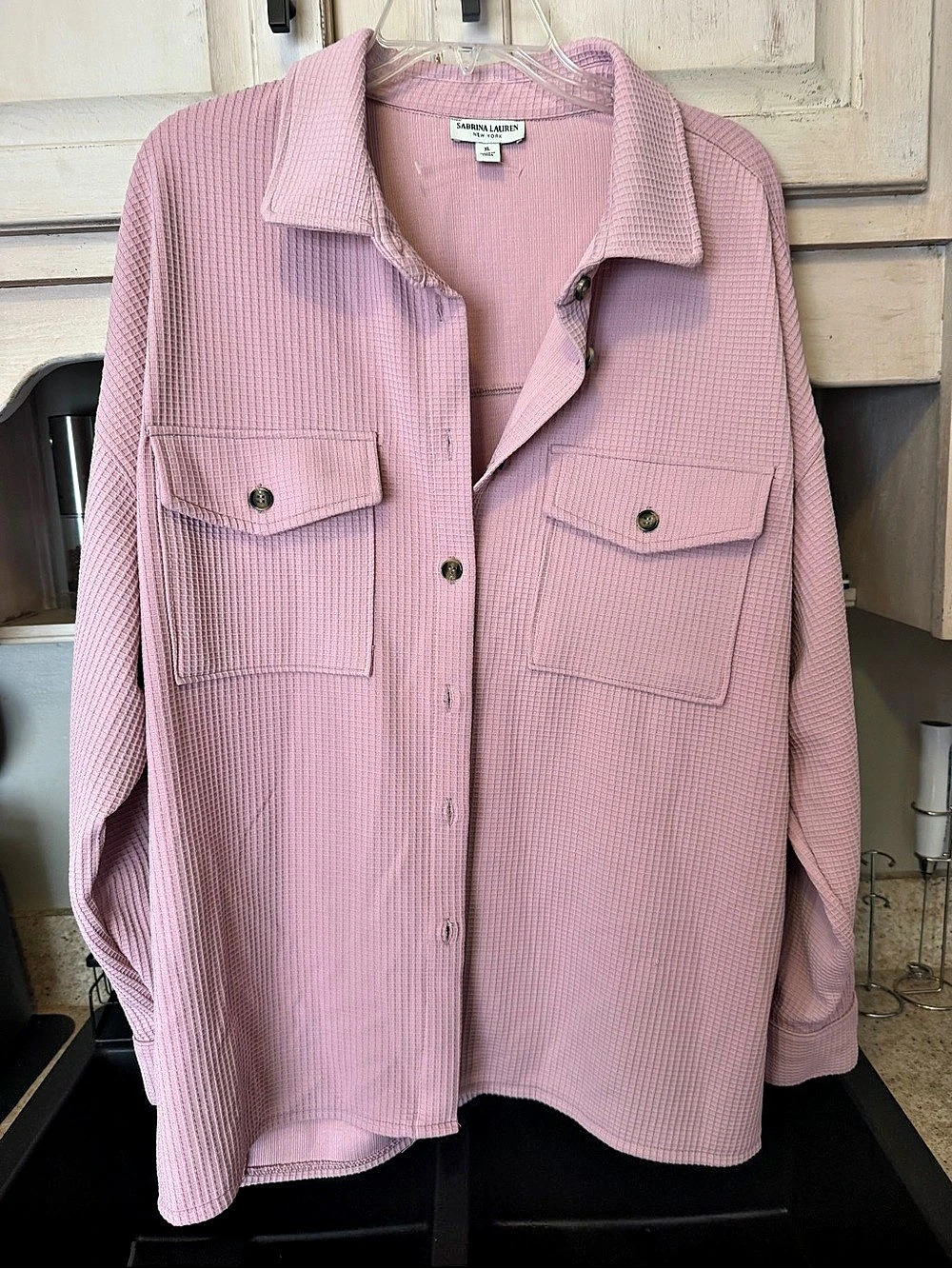 Sabrina Lauren New York Pink Textured Button Down Shirt Size XL